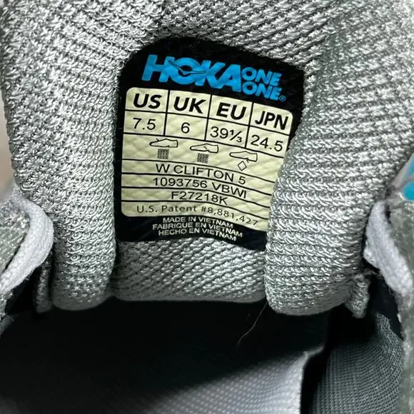Hoka One One Clifton 5 Running Shoe Womens Sz 7.5 Cushioned Vapor Blue Iron Gray - Picture 5 of 16